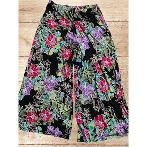 Slinky Brand cropped wide leg Hawaiin pants size medium tropical style 905SF11Y9